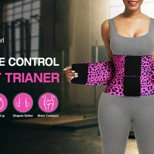 Waist Cincher Trimmer Double strap Pink Leopard Print